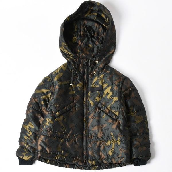 極美品 LOUIS VUITTON ルイヴィトン ダウンジャケット 中綿ジャケット カモフラージュ 村上隆 サイズ6 カシミヤ 迷彩 中古 4a005712