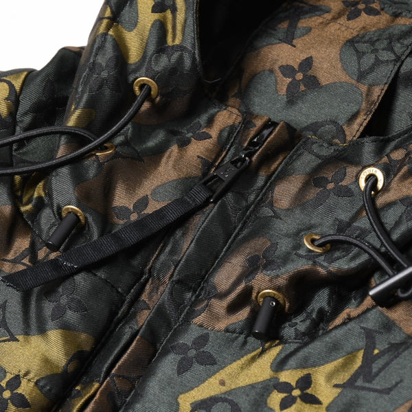 極美品 LOUIS VUITTON ルイヴィトン ダウンジャケット 中綿ジャケット カモフラージュ 村上隆 サイズ6 カシミヤ 迷彩 中古 4a005712