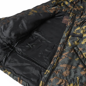 極美品 LOUIS VUITTON ルイヴィトン ダウンジャケット 中綿ジャケット カモフラージュ 村上隆 サイズ6 カシミヤ 迷彩 中古 4a005712