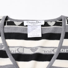 画像をギャラリービューアに読み込む, Christian Dior クリスチャン ディオール Vネック 長袖 ニット サイズ 38 5A13055310 グレー ブラック ホワイト 美品 中古 4a006355