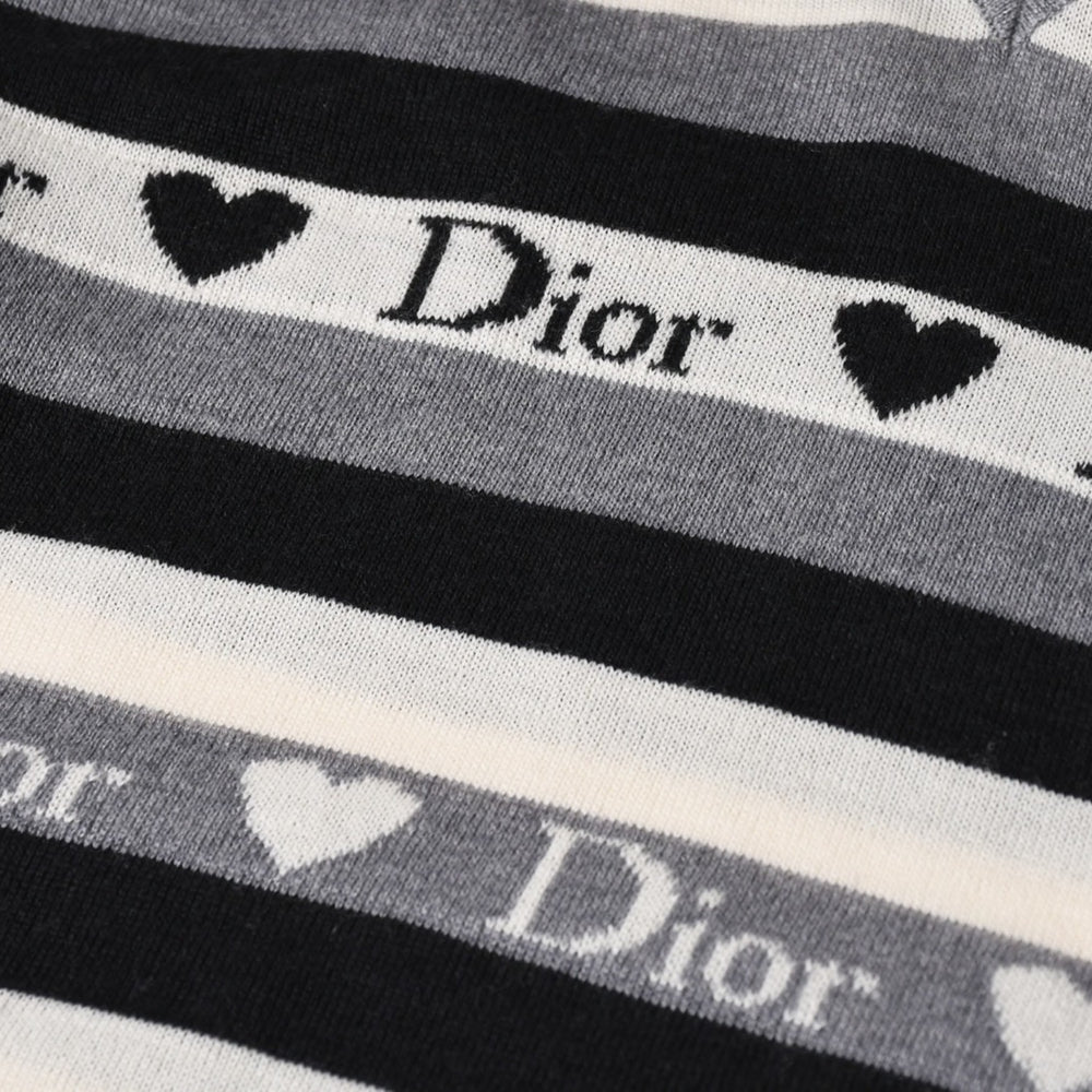 Christian Dior V-neck long sleeve knit size 38 5A13055310 Gray Black White Good Condition Used 4a006355