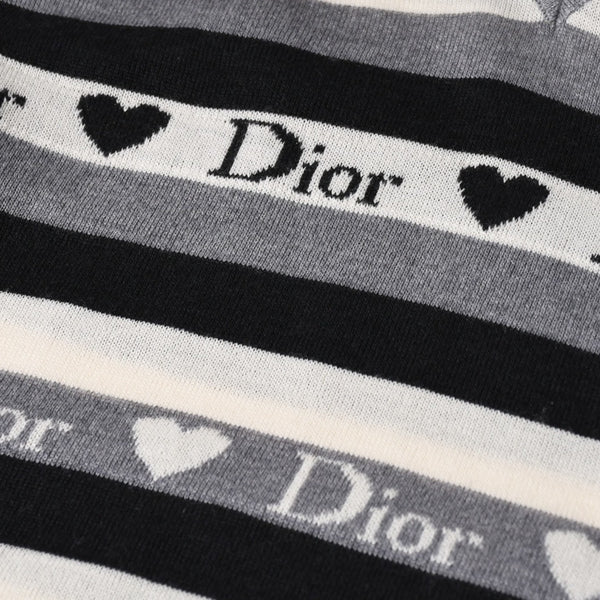 Christian Dior クリスチャン ディオール Vネック 長袖 ニット サイズ 38 5A13055310 グレー ブラック ホワイト 美品 中古 4a006355