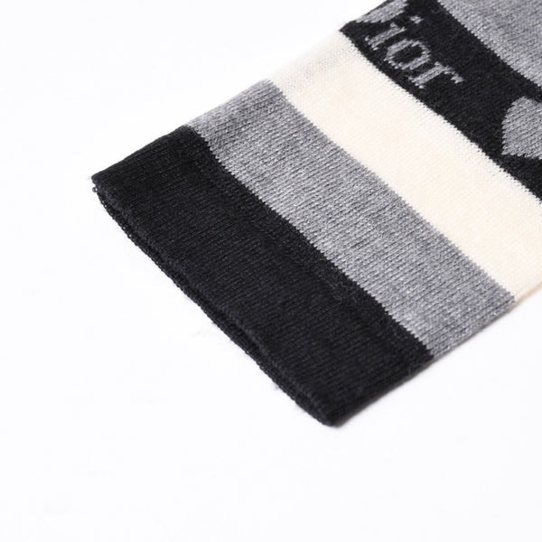 Christian Dior クリスチャン ディオール Vネック 長袖 ニット サイズ 38 5A13055310 グレー ブラック ホワイト 美品 中古 4a006355