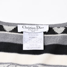 画像をギャラリービューアに読み込む, Christian Dior クリスチャン ディオール Vネック 長袖 ニット サイズ 38 5A13055310 グレー ブラック ホワイト 美品 中古 4a006355