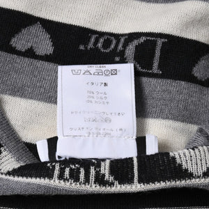Christian Dior クリスチャン ディオール Vネック 長袖 ニット サイズ 38 5A13055310 グレー ブラック ホワイト 美品 中古 4a006355