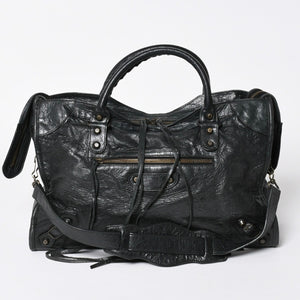 極美品 BALENCIAGA バレンシアガ ザ・シティ 115748 ブラック レザー ブロンズ金具 2WAY ハンドバッグ ショルダーバッグ 中古 4a006503