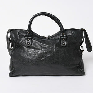 極美品 BALENCIAGA バレンシアガ ザ・シティ 115748 ブラック レザー ブロンズ金具 2WAY ハンドバッグ ショルダーバッグ 中古 4a006503