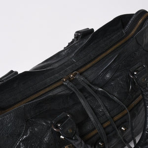 極美品 BALENCIAGA バレンシアガ ザ・シティ 115748 ブラック レザー ブロンズ金具 2WAY ハンドバッグ ショルダーバッグ 中古 4a006503
