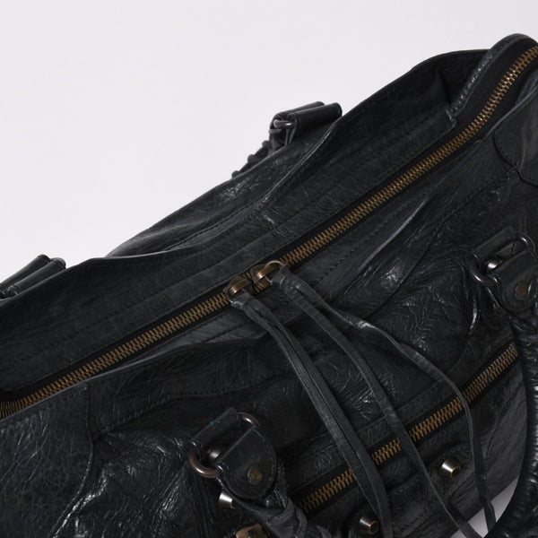 極美品 BALENCIAGA バレンシアガ ザ・シティ 115748 ブラック レザー ブロンズ金具 2WAY ハンドバッグ ショルダーバッグ 中古 4a006503