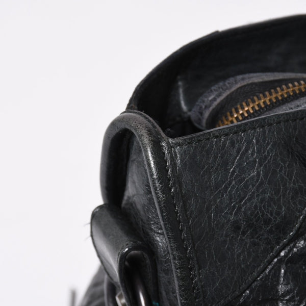 極美品 BALENCIAGA バレンシアガ ザ・シティ 115748 ブラック レザー ブロンズ金具 2WAY ハンドバッグ ショルダーバッグ 中古 4a006503