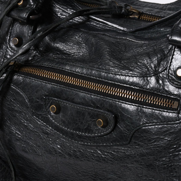 極美品 BALENCIAGA バレンシアガ ザ・シティ 115748 ブラック レザー ブロンズ金具 2WAY ハンドバッグ ショルダーバッグ 中古 4a006503