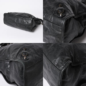 極美品 BALENCIAGA バレンシアガ ザ・シティ 115748 ブラック レザー ブロンズ金具 2WAY ハンドバッグ ショルダーバッグ 中古 4a006503