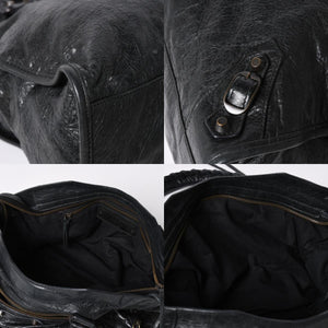 極美品 BALENCIAGA バレンシアガ ザ・シティ 115748 ブラック レザー ブロンズ金具 2WAY ハンドバッグ ショルダーバッグ 中古 4a006503