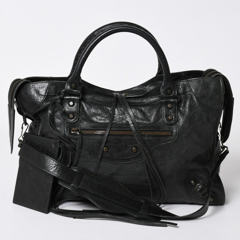 極美品 BALENCIAGA バレンシアガ バッグ ザ シティ 2WAY バッグ ブラック ハンドバッグ ショルダーバッグ 115748 中古 4a006502