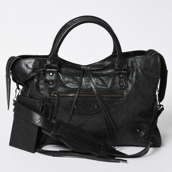 極美品 BALENCIAGA バレンシアガ バッグ ザ シティ 2WAY バッグ ブラック ハンドバッグ ショルダーバッグ 115748 中古 4a006502