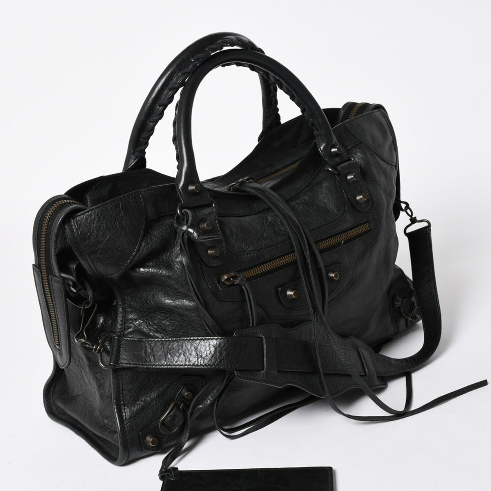 極美品 BALENCIAGA バレンシアガ バッグ ザ シティ 2WAY バッグ ブラック ハンドバッグ ショルダーバッグ 115748 中古 4a006502