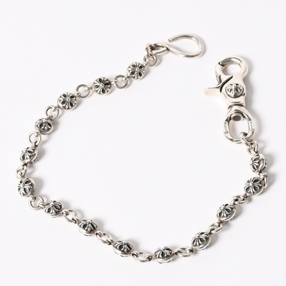 極美品 CHROME HEARTS クロムハーツ 1ボール ショート 1クリップ #2 クロスボール ウォレットチェーン 重量約128.17g 全長約43cm 中古 4a006325