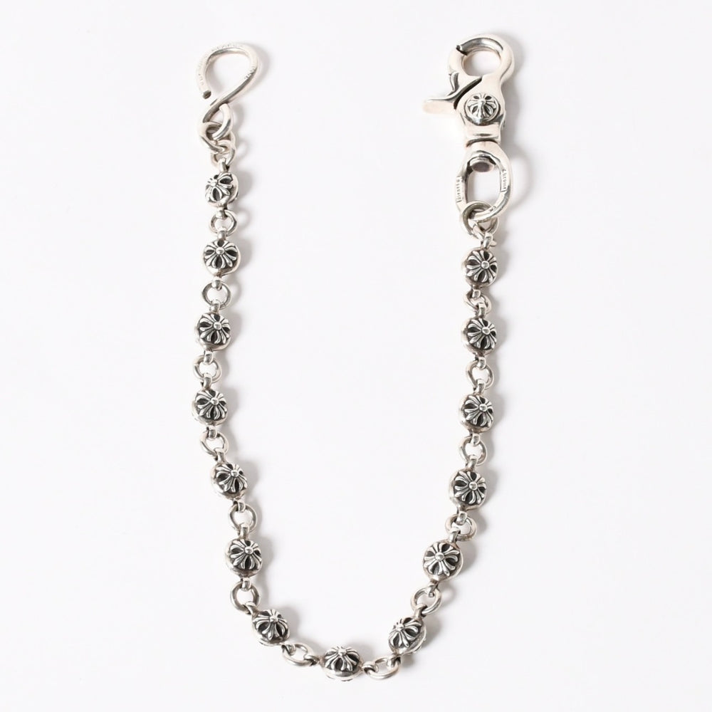 極美品 CHROME HEARTS クロムハーツ 1ボール ショート 1クリップ #2 クロスボール ウォレットチェーン 重量約128.17g 全長約43cm 中古 4a006325