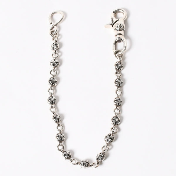 極美品 CHROME HEARTS クロムハーツ 1ボール ショート 1クリップ #2 クロスボール ウォレットチェーン 重量約128.17g 全長約43cm 中古 4a006325