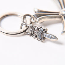 画像をギャラリービューアに読み込む, CHROME HEARTS クロムハーツ CH CRS LG &amp; No5 DGGR ラージクロス #5ダガー キーリング 重量約55.07g 美品 中古 4a006326