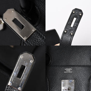 極美品 HERMES エルメス ショルダーバーキン トリヨンクレマンス ◻︎L刻印 ゴルチェ期 ブラック シルバー金具 中古 4a006327