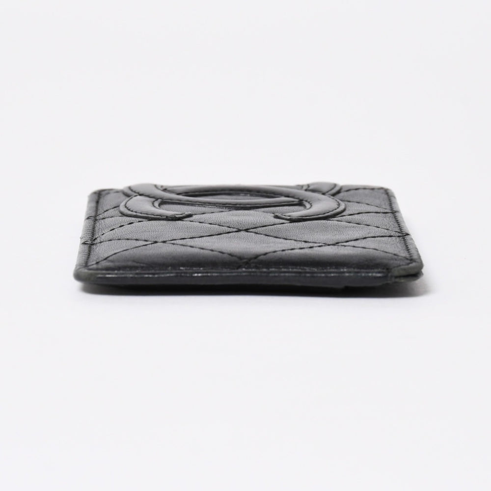 CHANEL シャネル CAMBON カンボンライン カードケース 9番台 ココマーク ラムスキン ブラック ピンク 美品 中古 4a006762