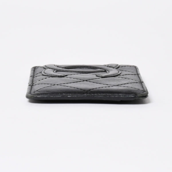 CHANEL シャネル CAMBON カンボンライン カードケース 9番台 ココマーク ラムスキン ブラック ピンク 美品 中古 4a006762