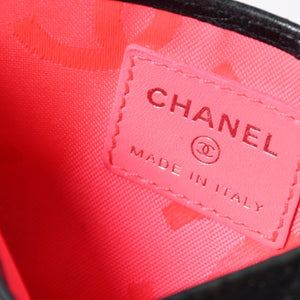 CHANEL シャネル CAMBON カンボンライン カードケース 9番台 ココマーク ラムスキン ブラック ピンク 美品 中古 4a006762