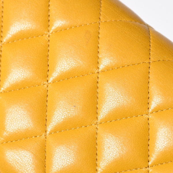 CHANEL シャネル ボーイシャネル ロングウォレット 長財布 28番台 ココマーク ラムスキン イエロー ゴールド金具 美品 中古 4a006764