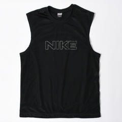 NIKE ナイキ メッシュ タンクトップ ノースリーブ ロゴ タイランド製 ポリエステル ブラック サイズL 美品 中古 4a006299