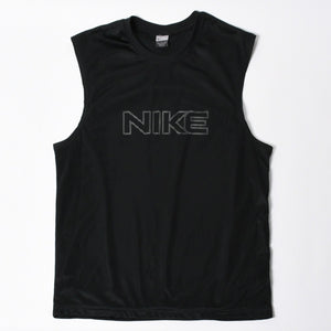 NIKE ナイキ メッシュ タンクトップ ノースリーブ ロゴ タイランド製 ポリエステル ブラック サイズL 美品 中古 4a006299