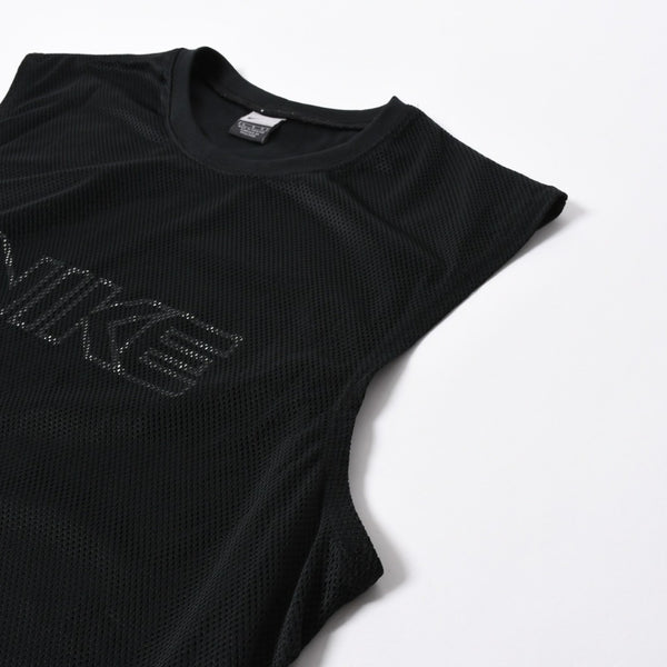 NIKE ナイキ メッシュ タンクトップ ノースリーブ ロゴ タイランド製 ポリエステル ブラック サイズL 美品 中古 4a006299