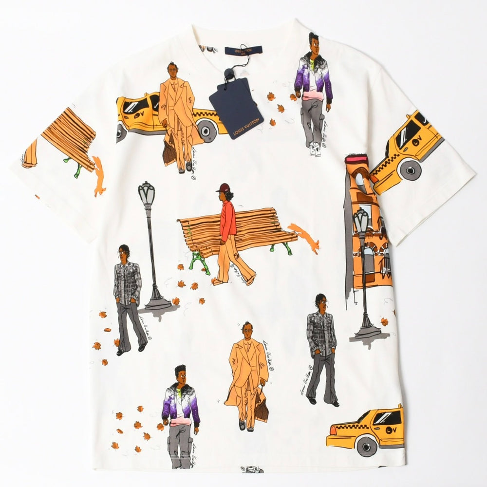 極美品 LOUIS VUITTON ルイヴィトン LVバード シグネチャ―プリンテッド 半袖Tシャツ RM232 NPG HPY83W ホワイト ブラック サイズ4L 中古 4b012690