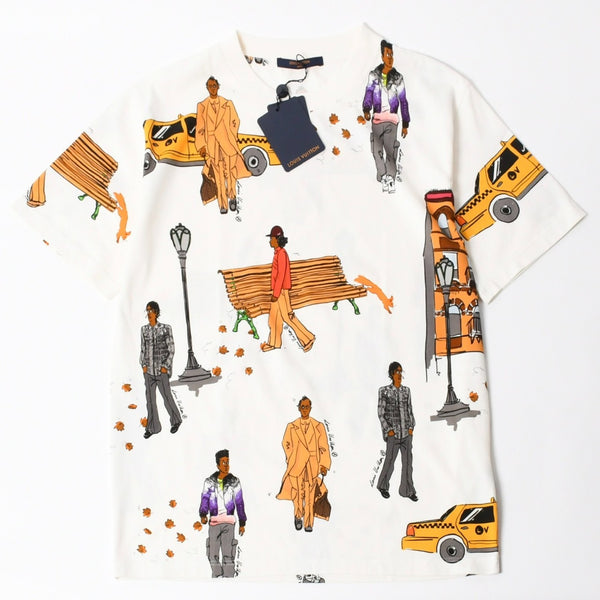 極美品 LOUIS VUITTON ルイヴィトン LVバード シグネチャ―プリンテッド 半袖Tシャツ RM232 NPG HPY83W ホワイト ブラック サイズ4L 中古 4b012690