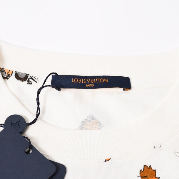 極美品 LOUIS VUITTON ルイヴィトン LVバード シグネチャ―プリンテッド 半袖Tシャツ RM232 NPG HPY83W ホワイト ブラック サイズ4L 中古 4b012690