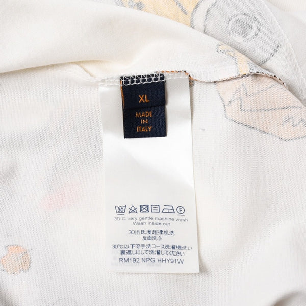 極美品 LOUIS VUITTON ルイヴィトン LVバード シグネチャ―プリンテッド 半袖Tシャツ RM232 NPG HPY83W ホワイト ブラック サイズ4L 中古 4b012690
