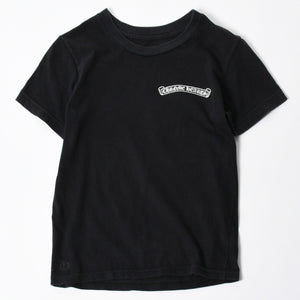 CHROME HEARTS クロムハーツ スクロールラベル クロップド Tシャツ コットン ブラック ホワイト サイズS 美品 中古 4a006682