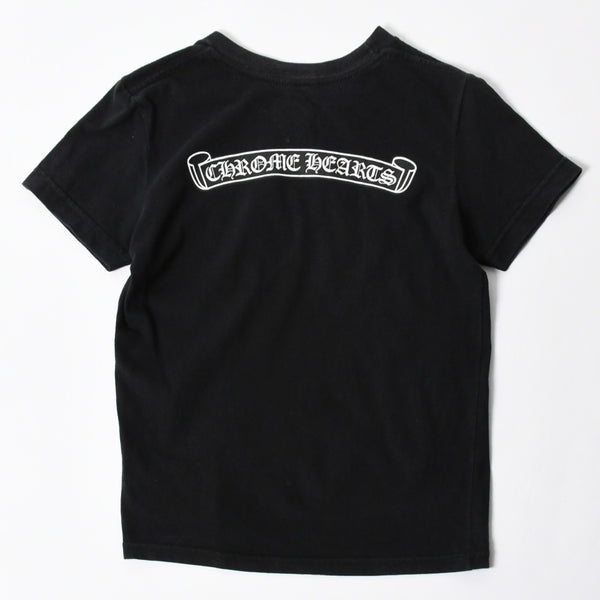 CHROME HEARTS クロムハーツ スクロールラベル クロップド Tシャツ コットン ブラック ホワイト サイズS 美品 中古 4a006682