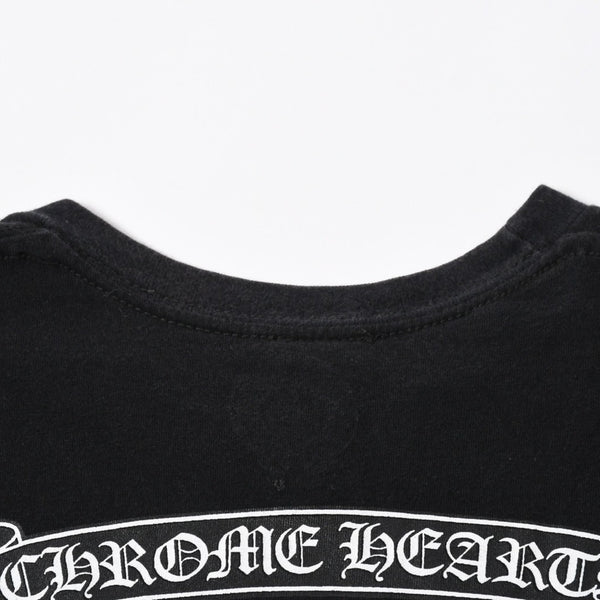 CHROME HEARTS クロムハーツ スクロールラベル クロップド Tシャツ コットン ブラック ホワイト サイズS 美品 中古 4a006682
