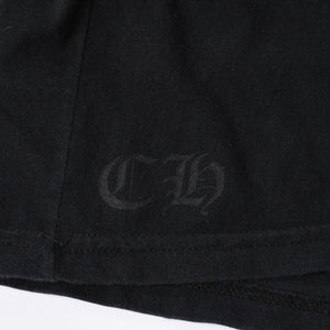 CHROME HEARTS クロムハーツ スクロールラベル クロップド Tシャツ コットン ブラック ホワイト サイズS 美品 中古 4a006682