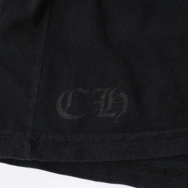CHROME HEARTS クロムハーツ スクロールラベル クロップド Tシャツ コットン ブラック ホワイト サイズS 美品 中古 4a006682