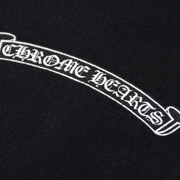 CHROME HEARTS クロムハーツ スクロールラベル クロップド Tシャツ コットン ブラック ホワイト サイズS 美品 中古 4a006682