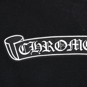 CHROME HEARTS クロムハーツ スクロールラベル クロップド Tシャツ コットン ブラック ホワイト サイズS 美品 中古 4a006682