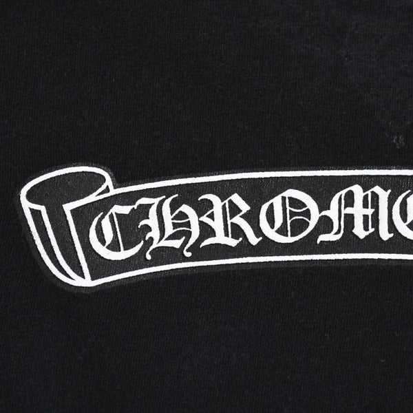 CHROME HEARTS クロムハーツ スクロールラベル クロップド Tシャツ コットン ブラック ホワイト サイズS 美品 中古 4a006682