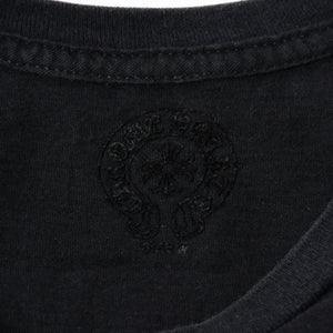 CHROME HEARTS クロムハーツ スクロールラベル クロップド Tシャツ コットン ブラック ホワイト サイズS 美品 中古 4a006682