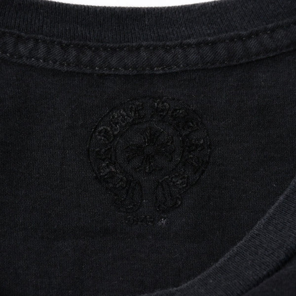 CHROME HEARTS クロムハーツ スクロールラベル クロップド Tシャツ コットン ブラック ホワイト サイズS 美品 中古 4a006682