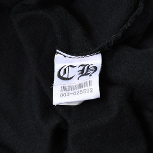 CHROME HEARTS クロムハーツ スクロールラベル クロップド Tシャツ コットン ブラック ホワイト サイズS 美品 中古 4a006682