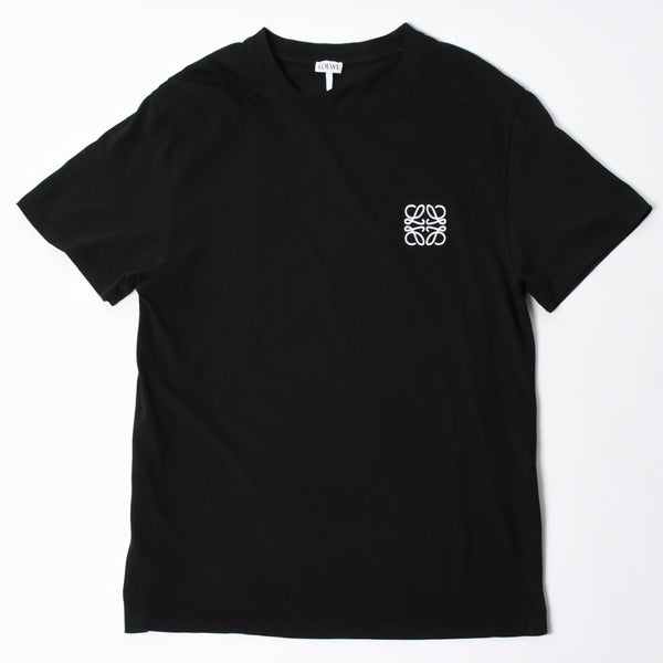 新品同様品 LOEWE ロエベ Tシャツ 半袖 クルーネック カットソー アナグラム 刺繍 コットン ブラック ホワイト サイズM 中古 4a006873