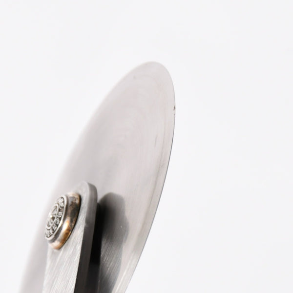 極美品 CHROME HEARTS クロムハーツ PIZZA CUTTER カトラリー ピザカッター ホースシュー CHプラス エボニーウッド ブラウン 中古 4a006336