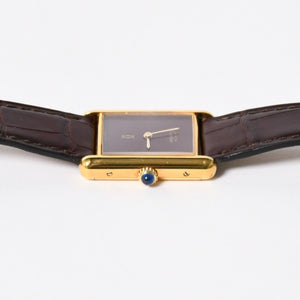 極美品 CARTIER カルティエ TANK LM VERMEIL マストタンク LM ヴェルメイユ 腕時計 1975713 GP レザー ボルドー文字盤 手巻き 中古 4a006044